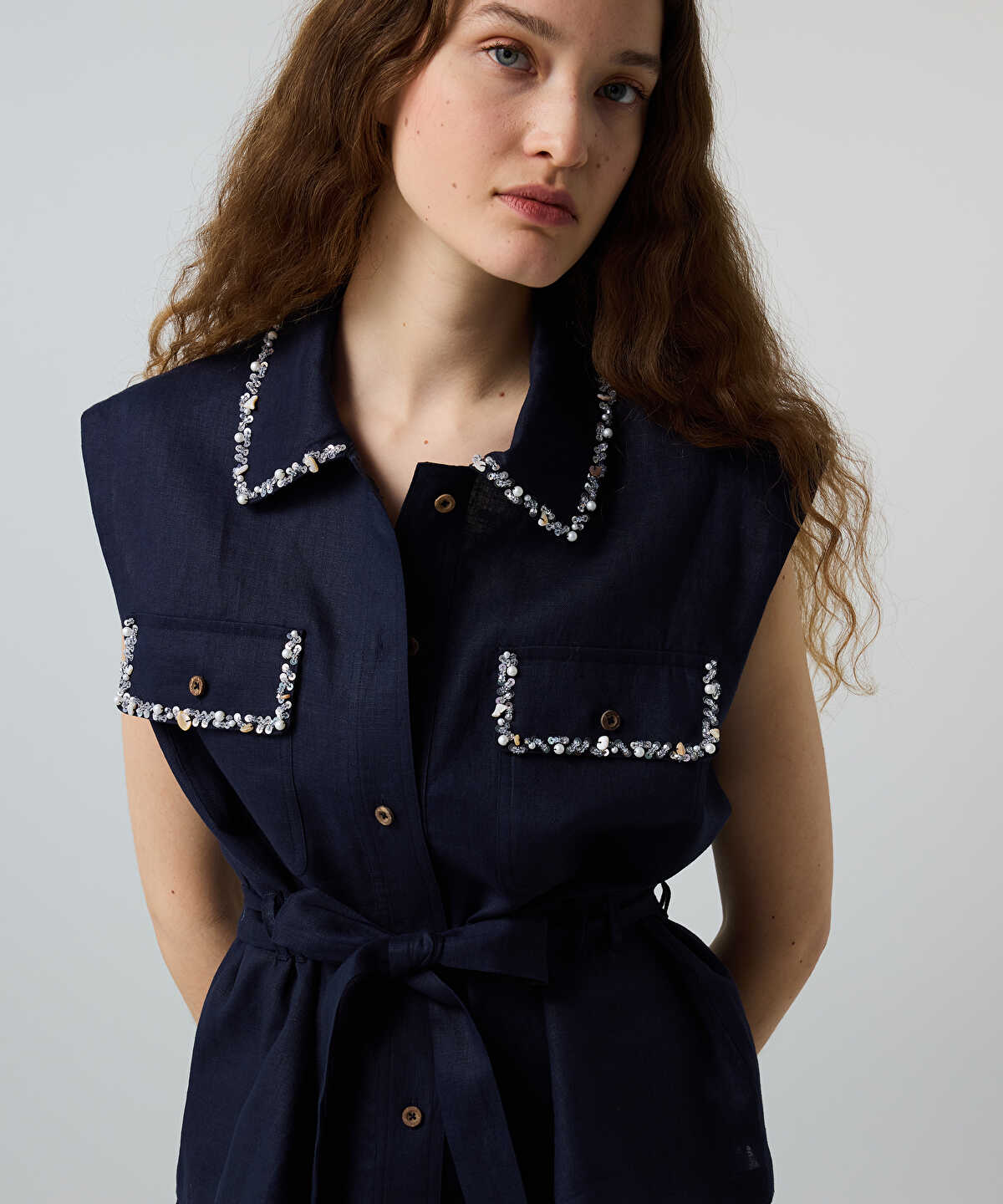 Embellished Linen Shirt
