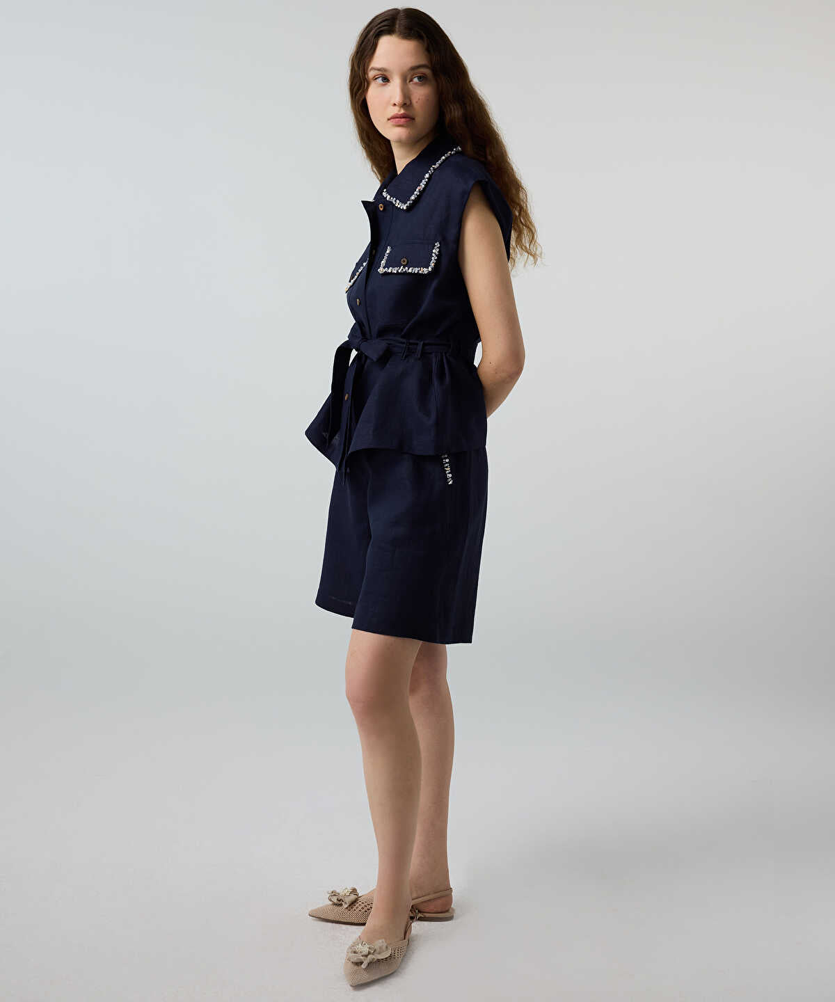Embellished Linen Shirt