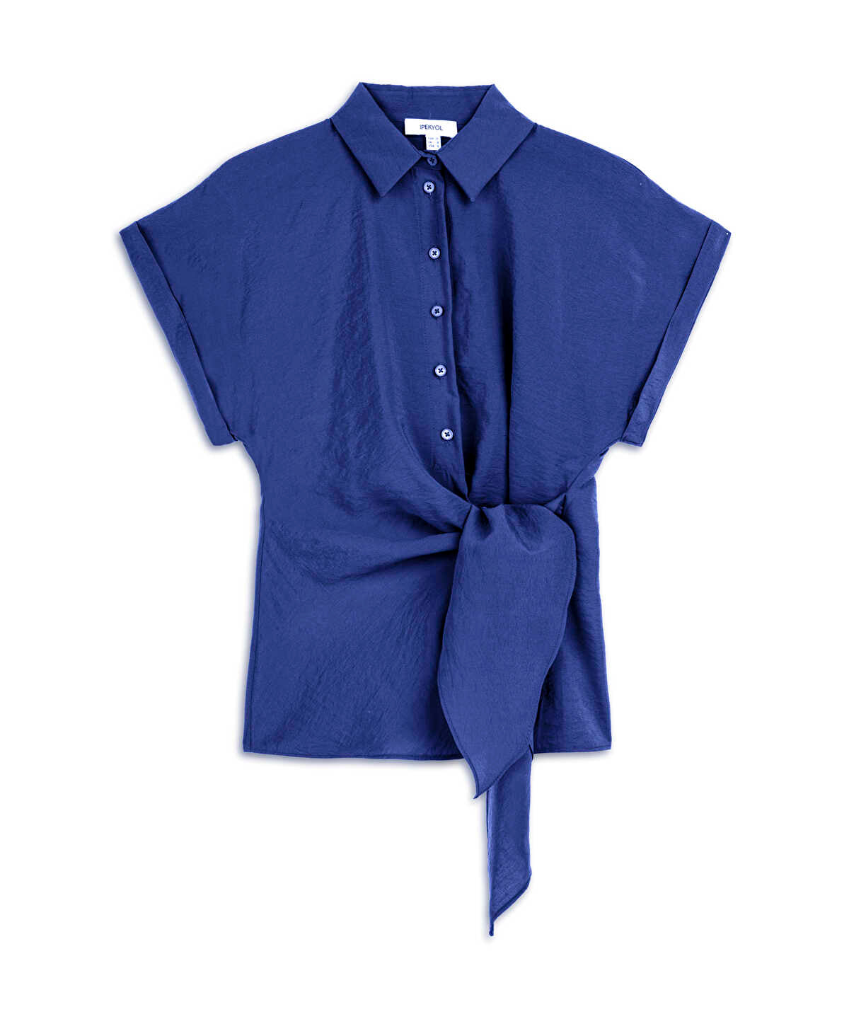 Asymmetric Tie Waist Shirt