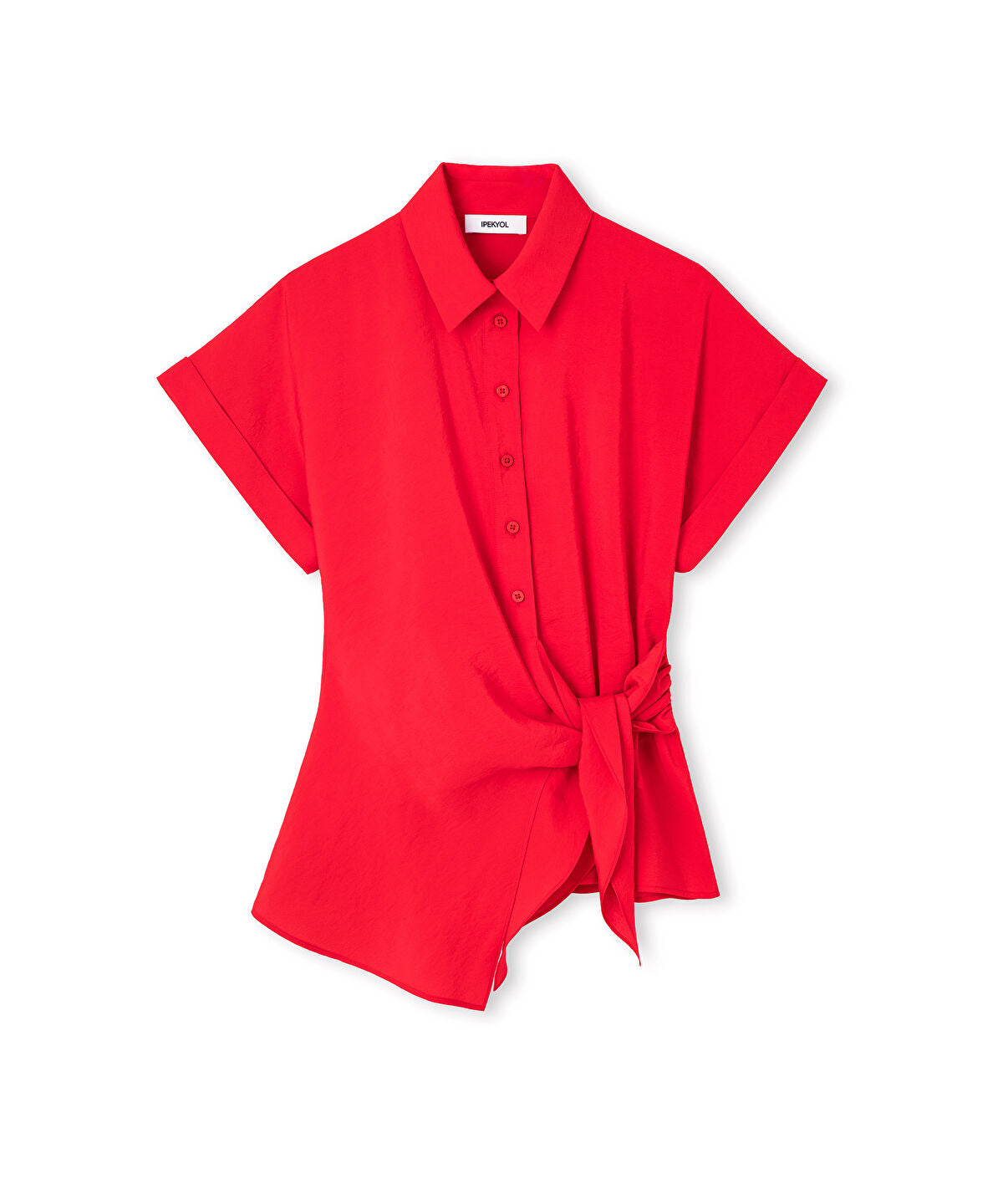 Asymmetric Tie Waist Shirt