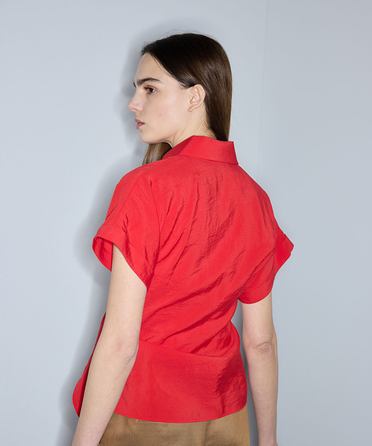 Asymmetric Tie Waist Shirt