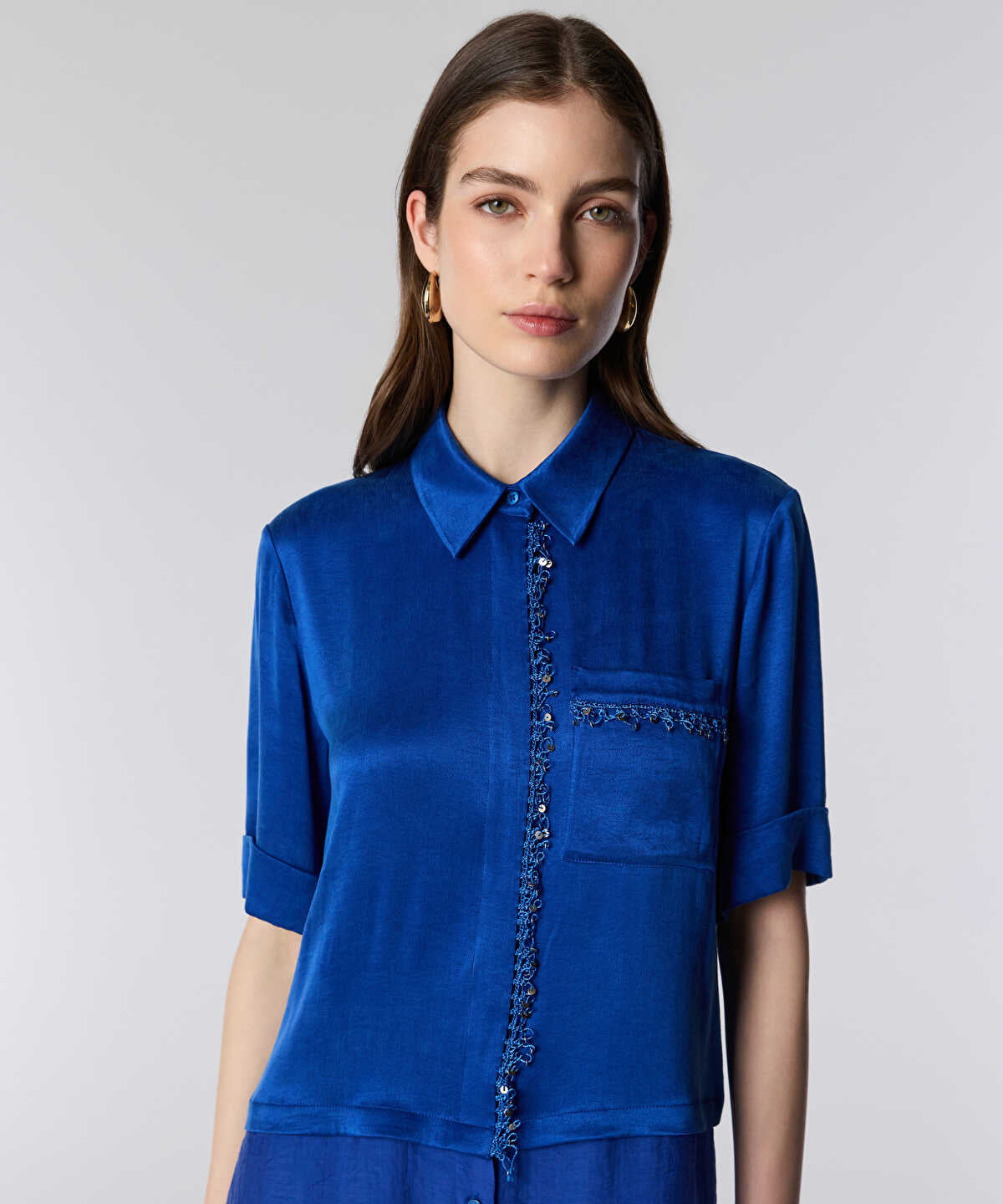 Embroidered Combined Shirt