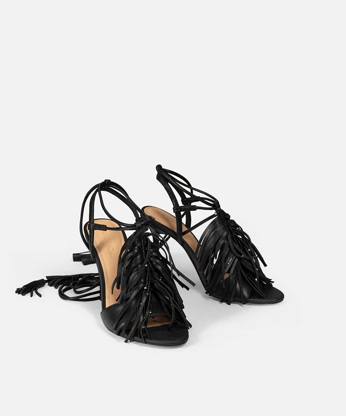 Tassel Accent Leather Heels