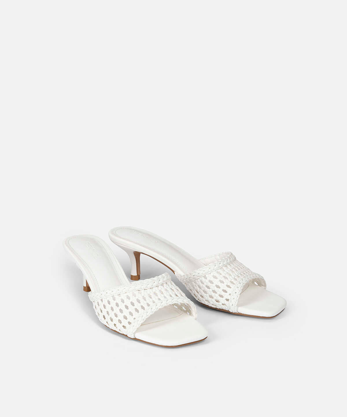 Woven Effect Kitten Heel Slides