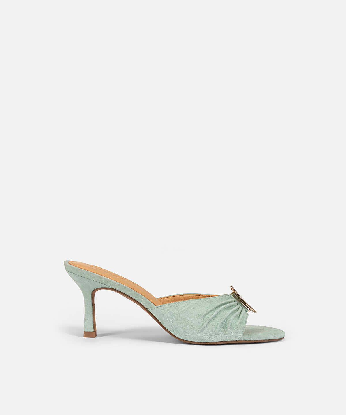 Metal Buckle Leather Mules