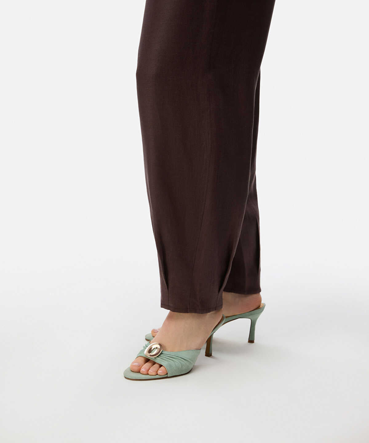 Metal Buckle Leather Mules