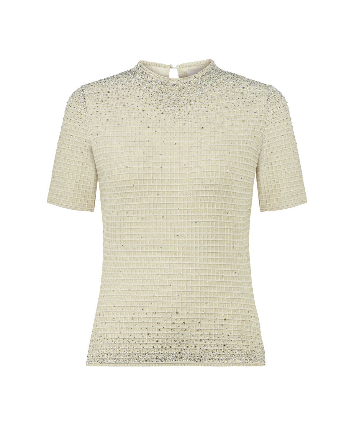 Rhinestone High-Neck Knit Top