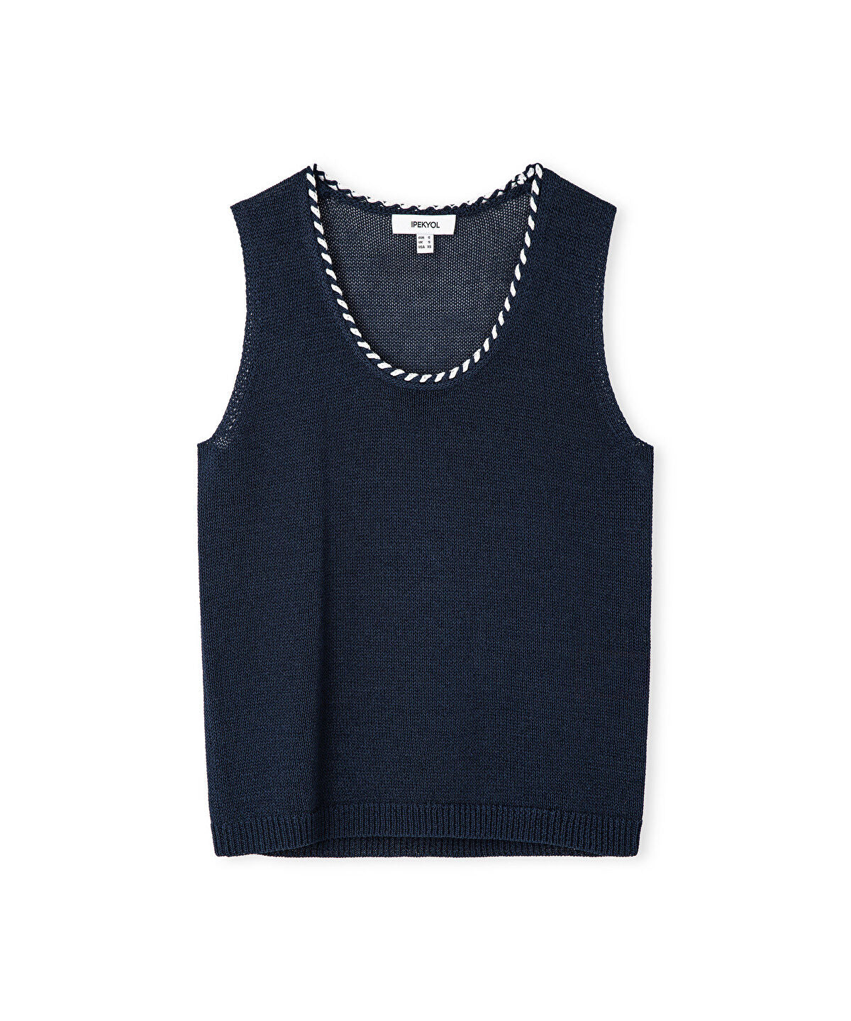 Knit Top with Contrast Piping