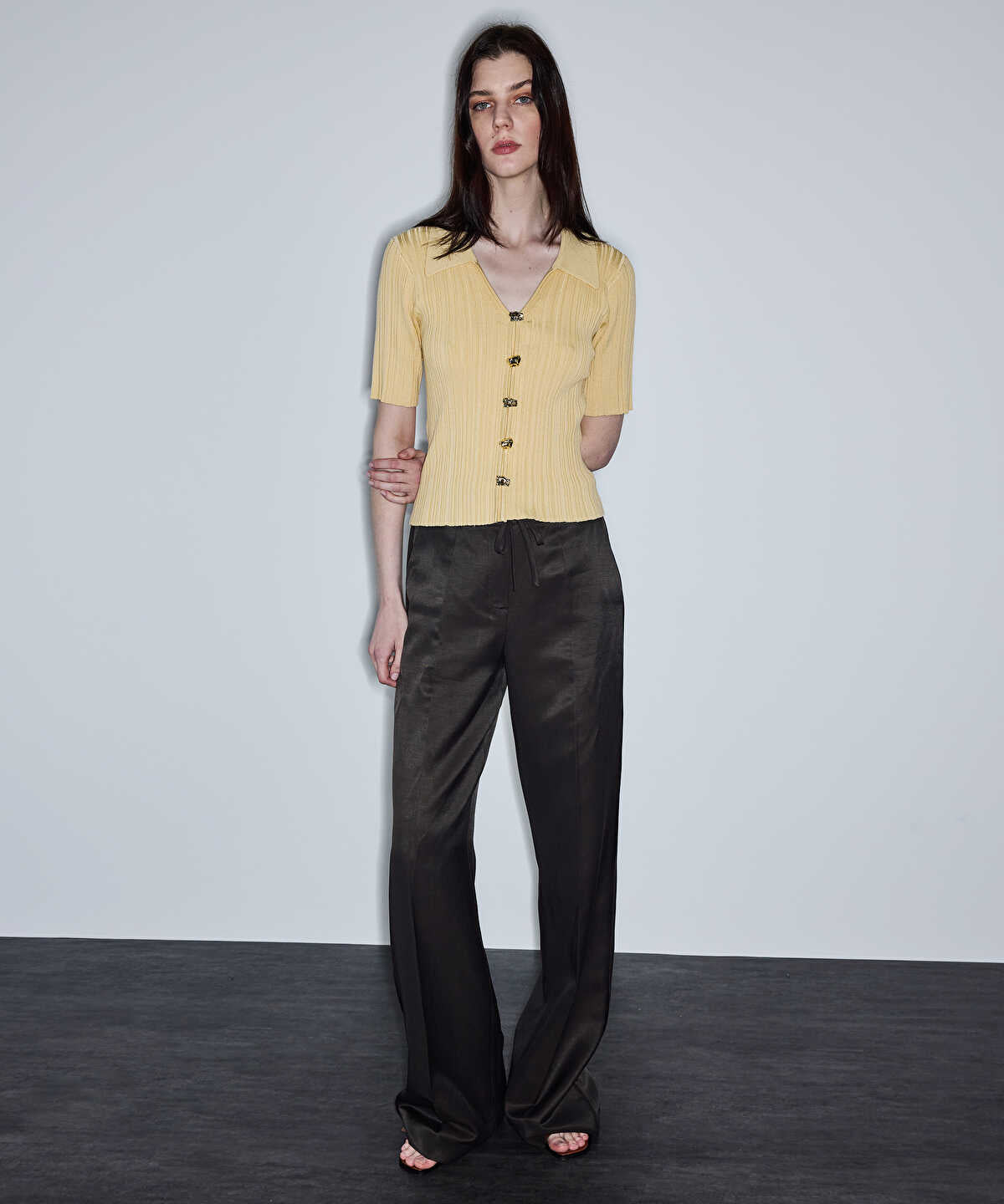 Knit Top with Gold Buttons