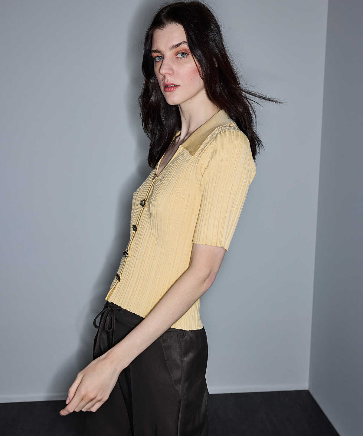 Knit Top with Gold Buttons