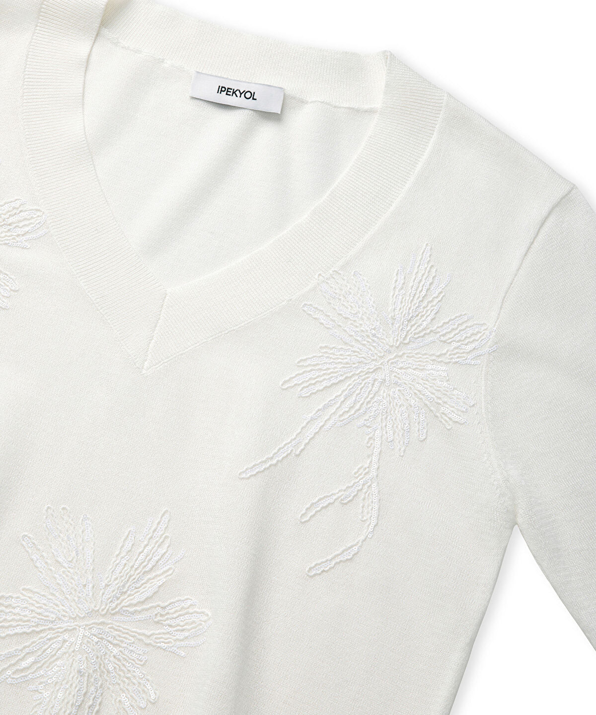 Embroidered Sequinned Knit Top