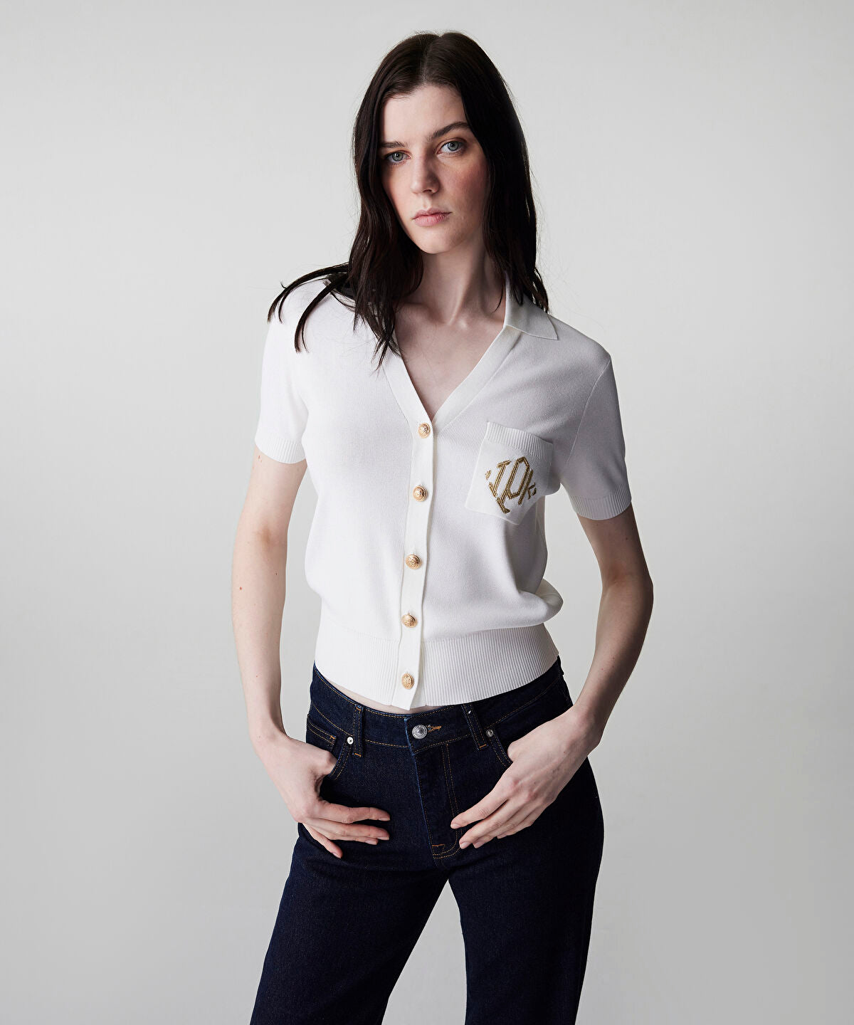Monogram Embroidered Knit Top