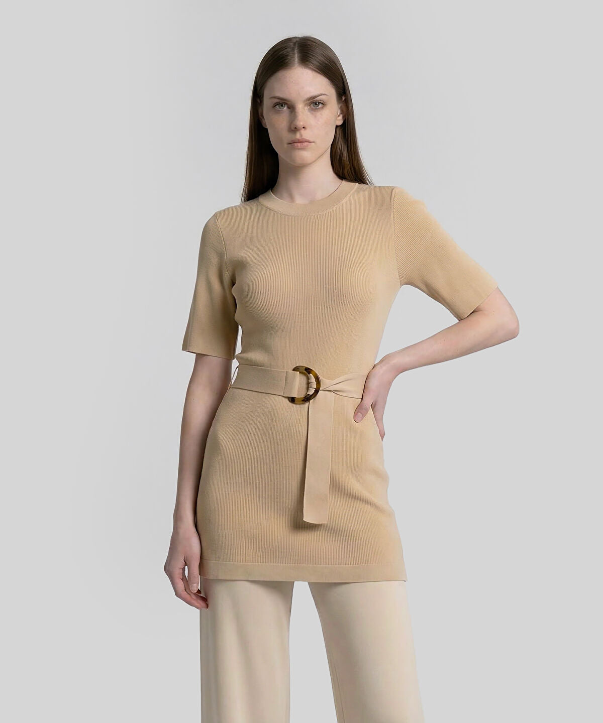 Belted Knit Top