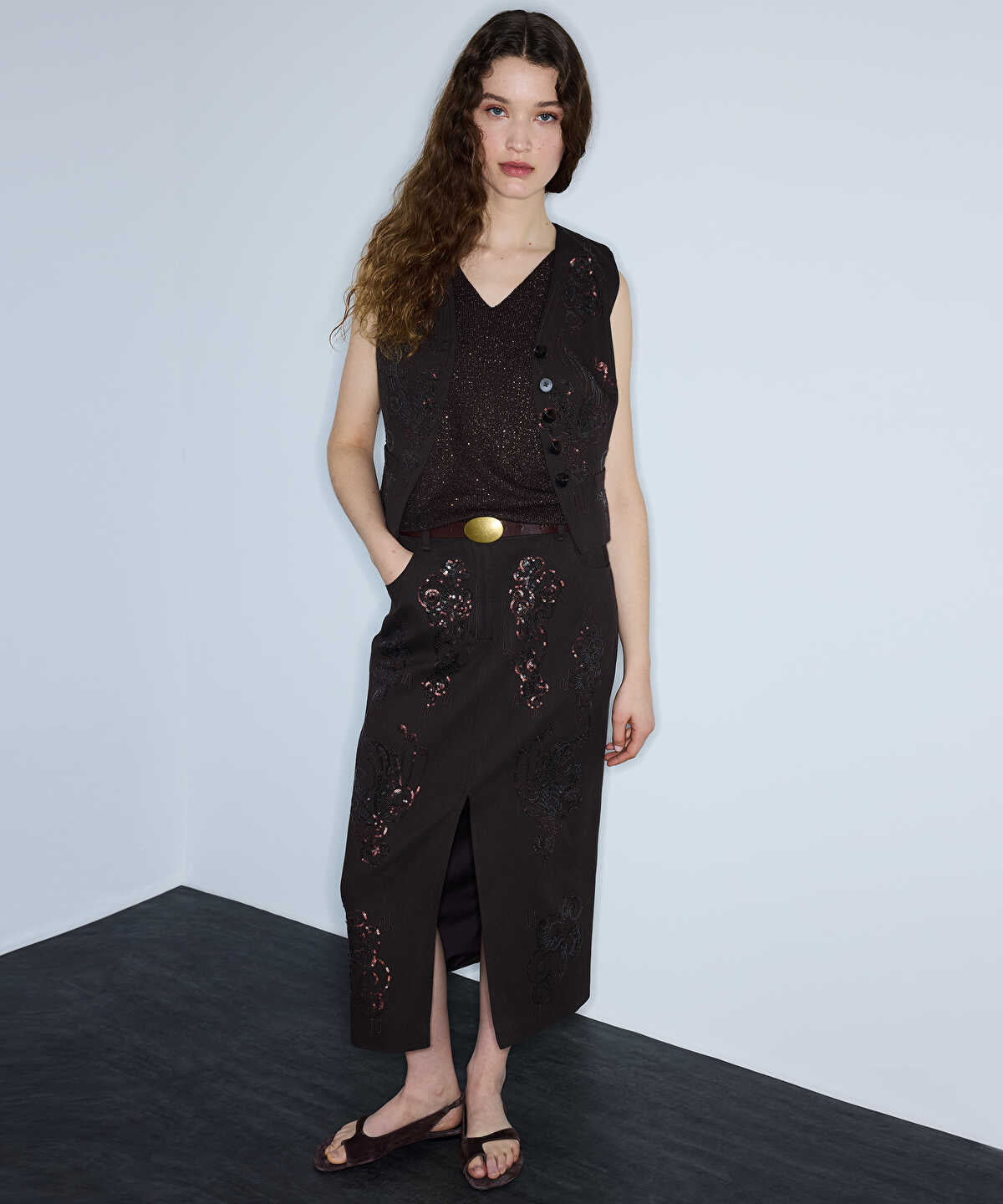 Lurex Knit Top with Rhinestones