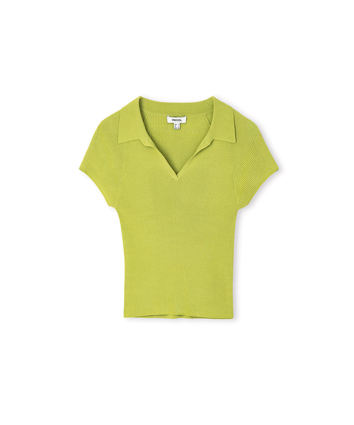 Ribbed Polo Knit Top