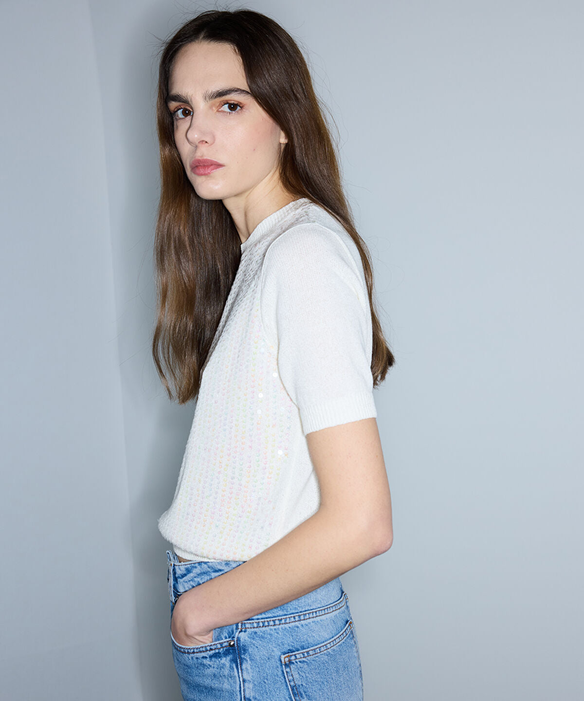 Sequinned Knit Top