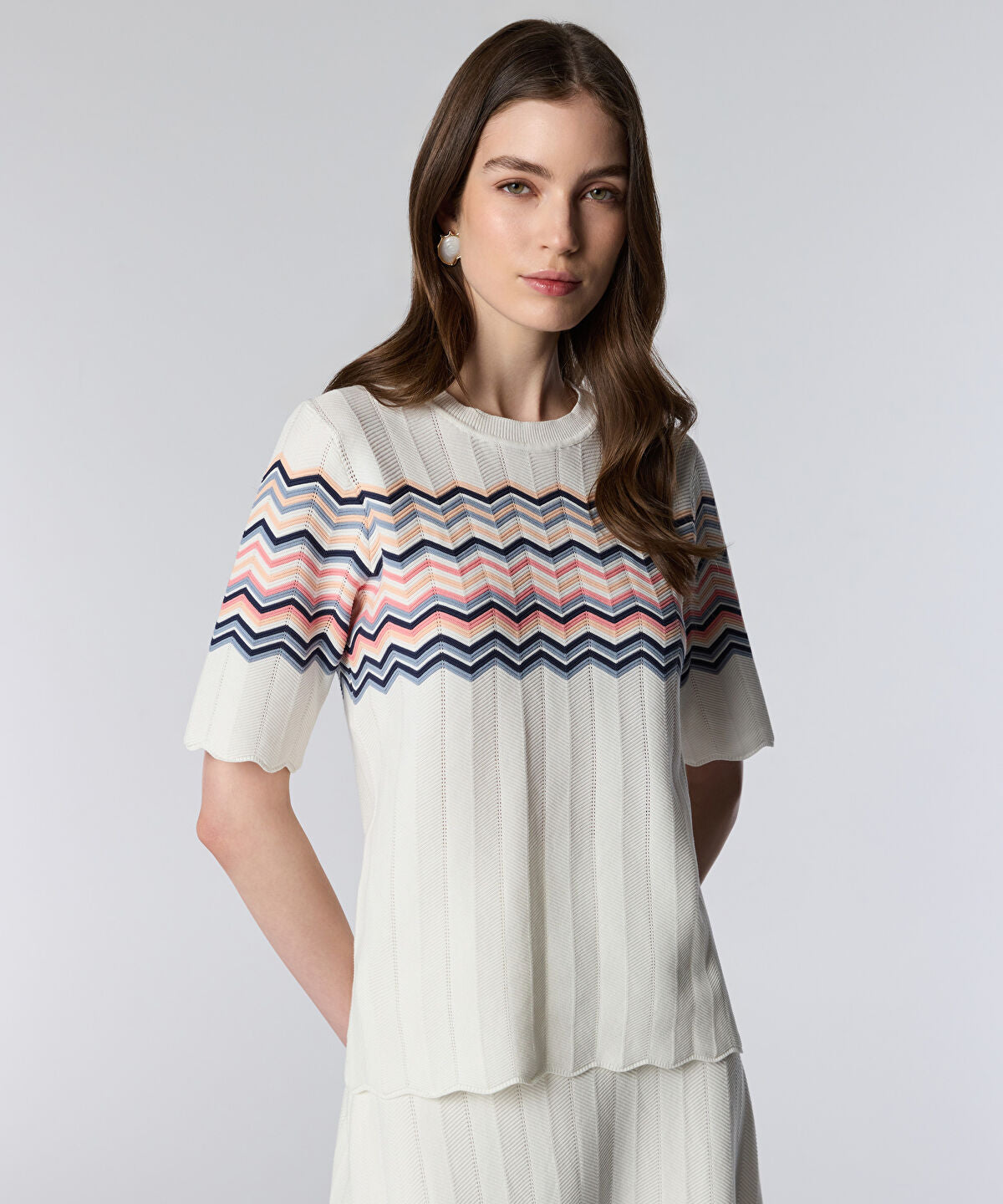 Color-Block Jacquard Knit Top