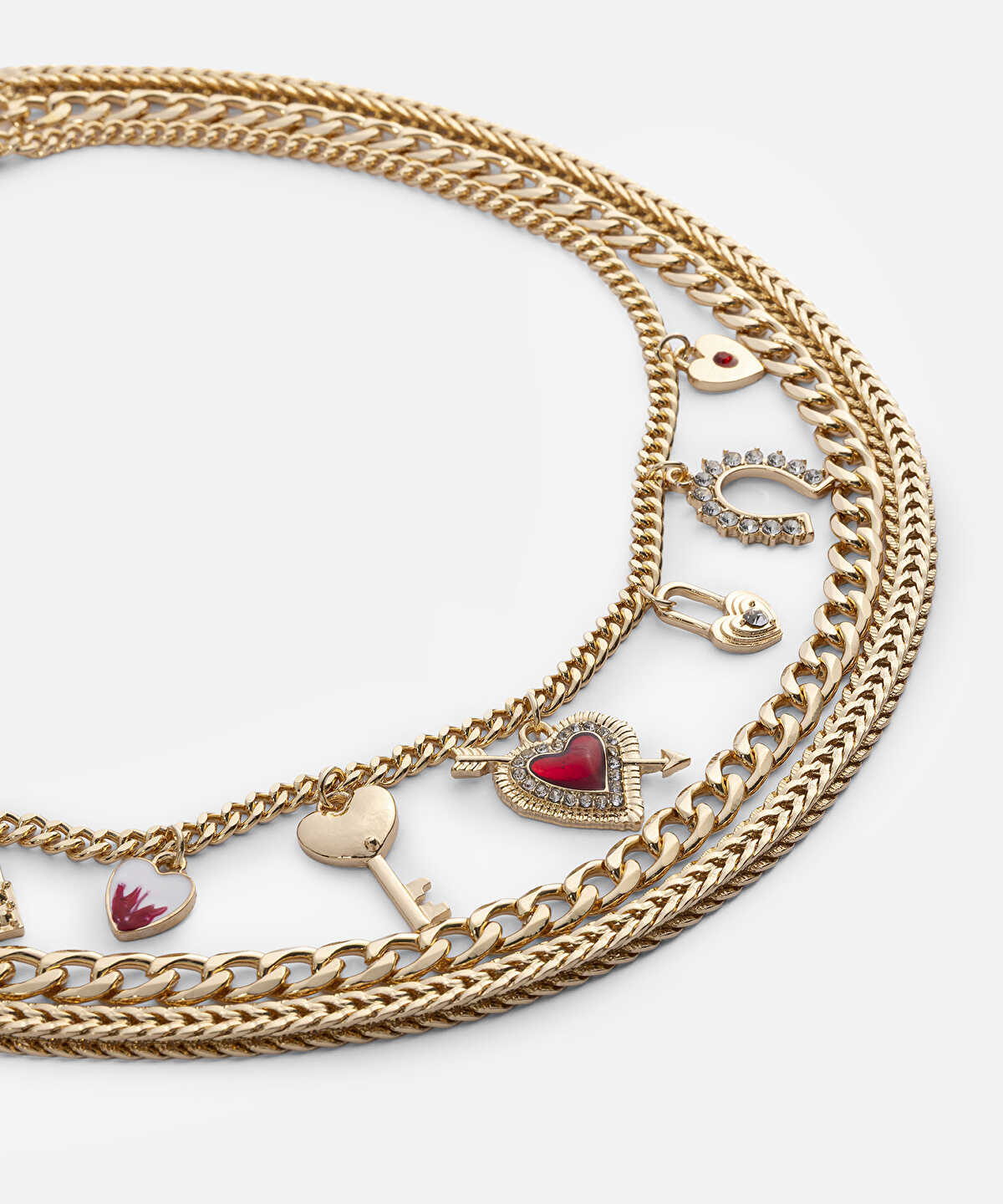 Multi-Charm Layered Chain Necklace