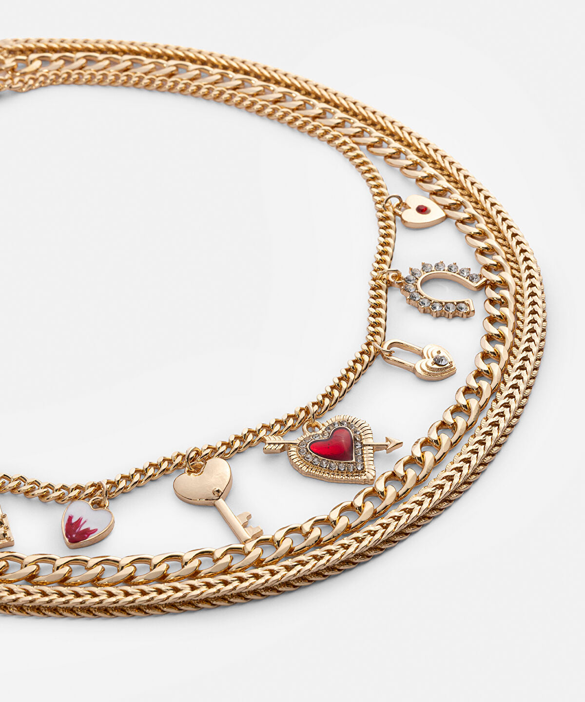 Multi-Charm Layered Chain Necklace