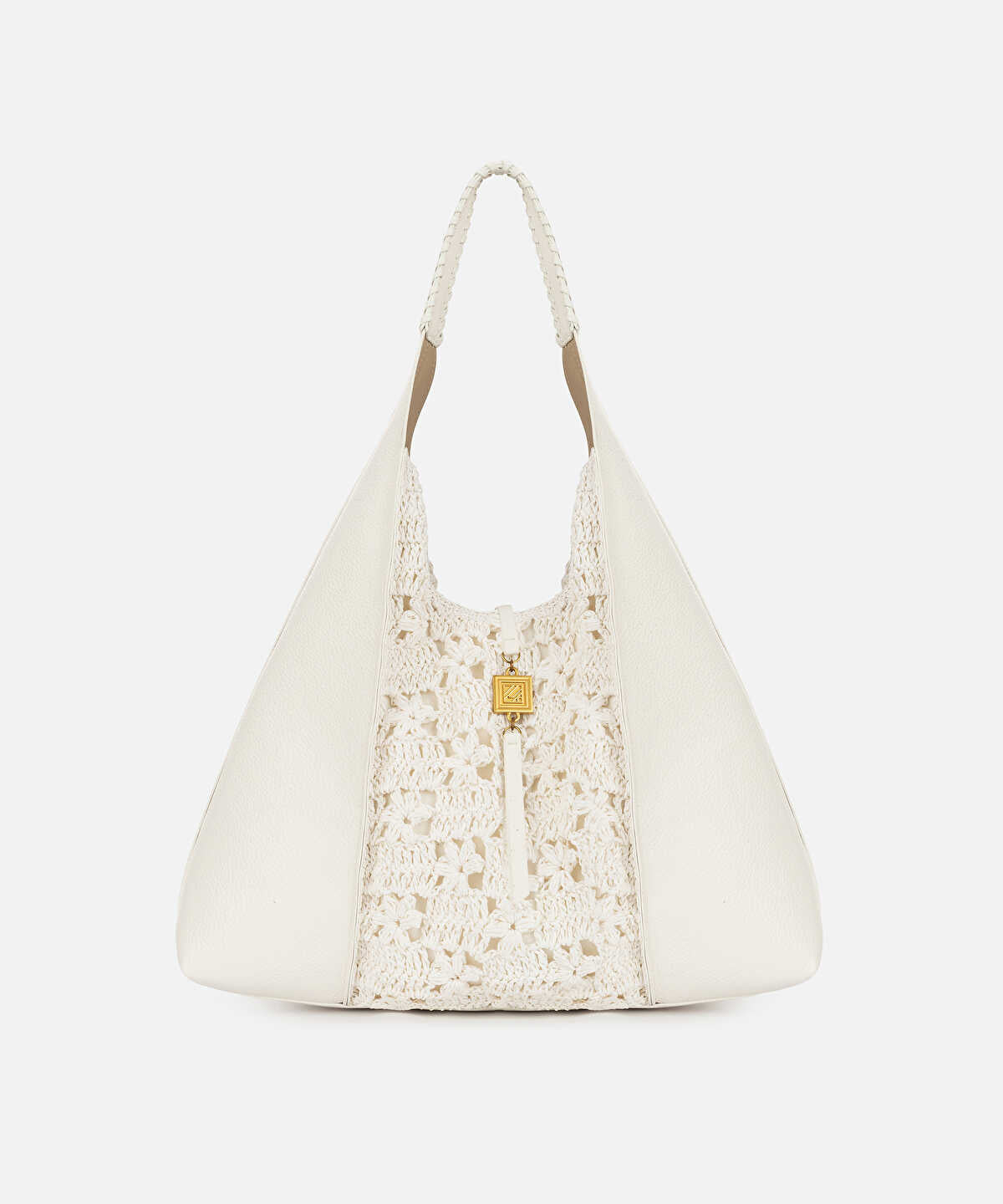 Crochet Panel Leather Effect Bag