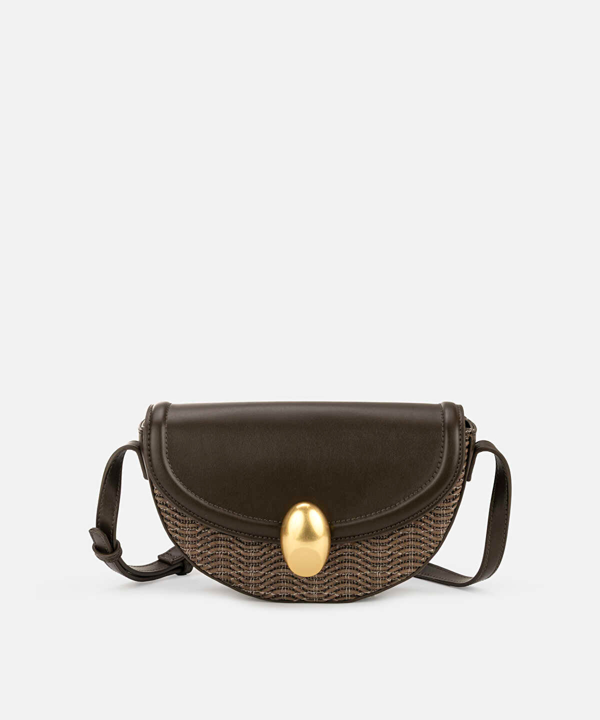 Metal Buckle Contrast Texture Bag