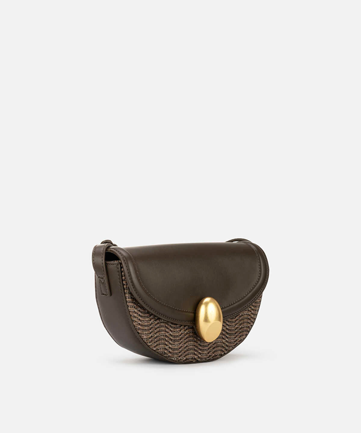 Metal Buckle Contrast Texture Bag