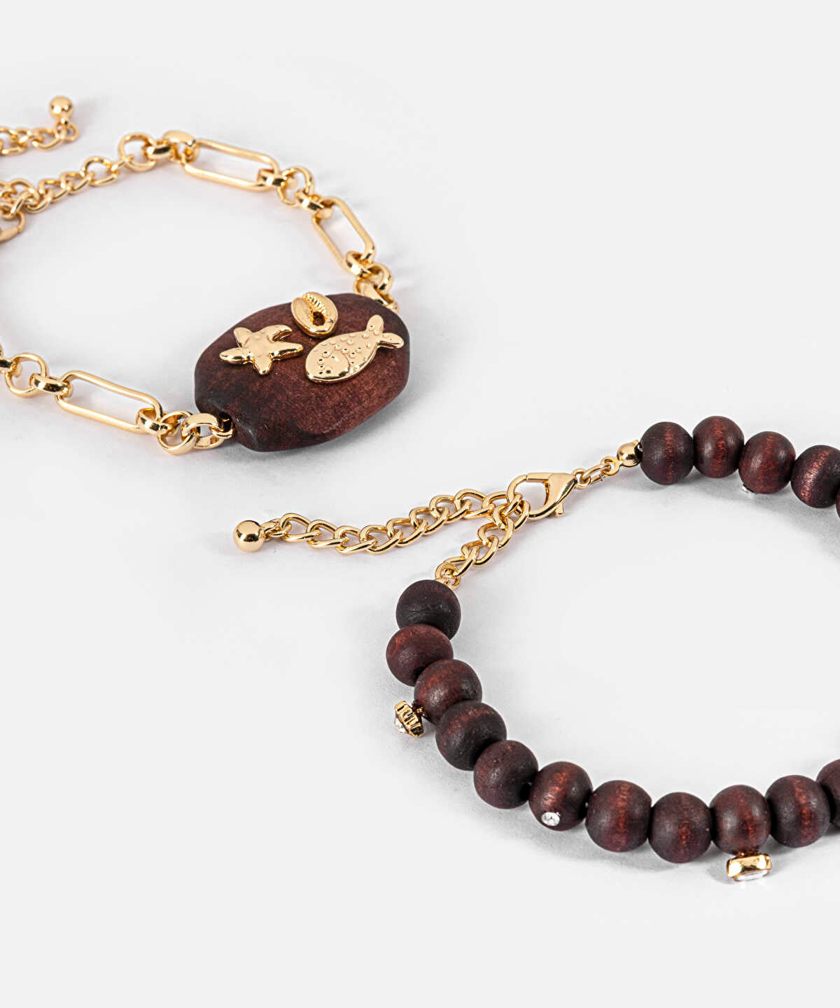 Marine Inspired Wood Bead Bracelet Set