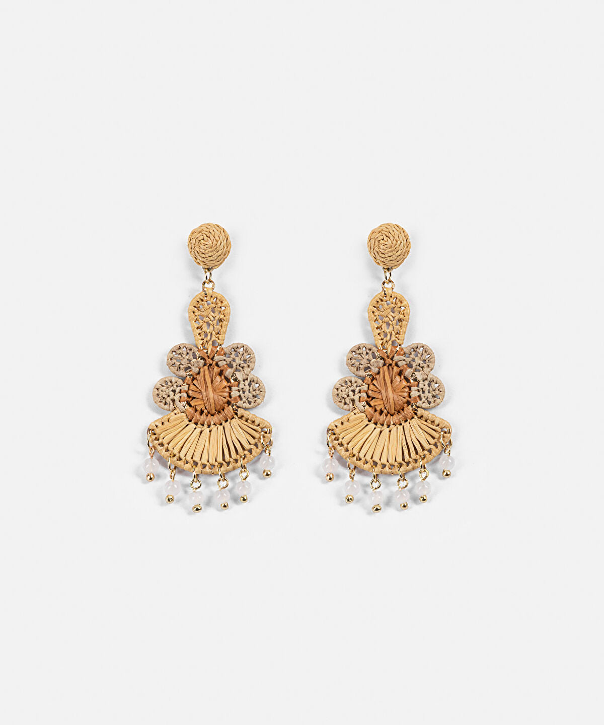 Beaded Raffia Dangle Earrings
