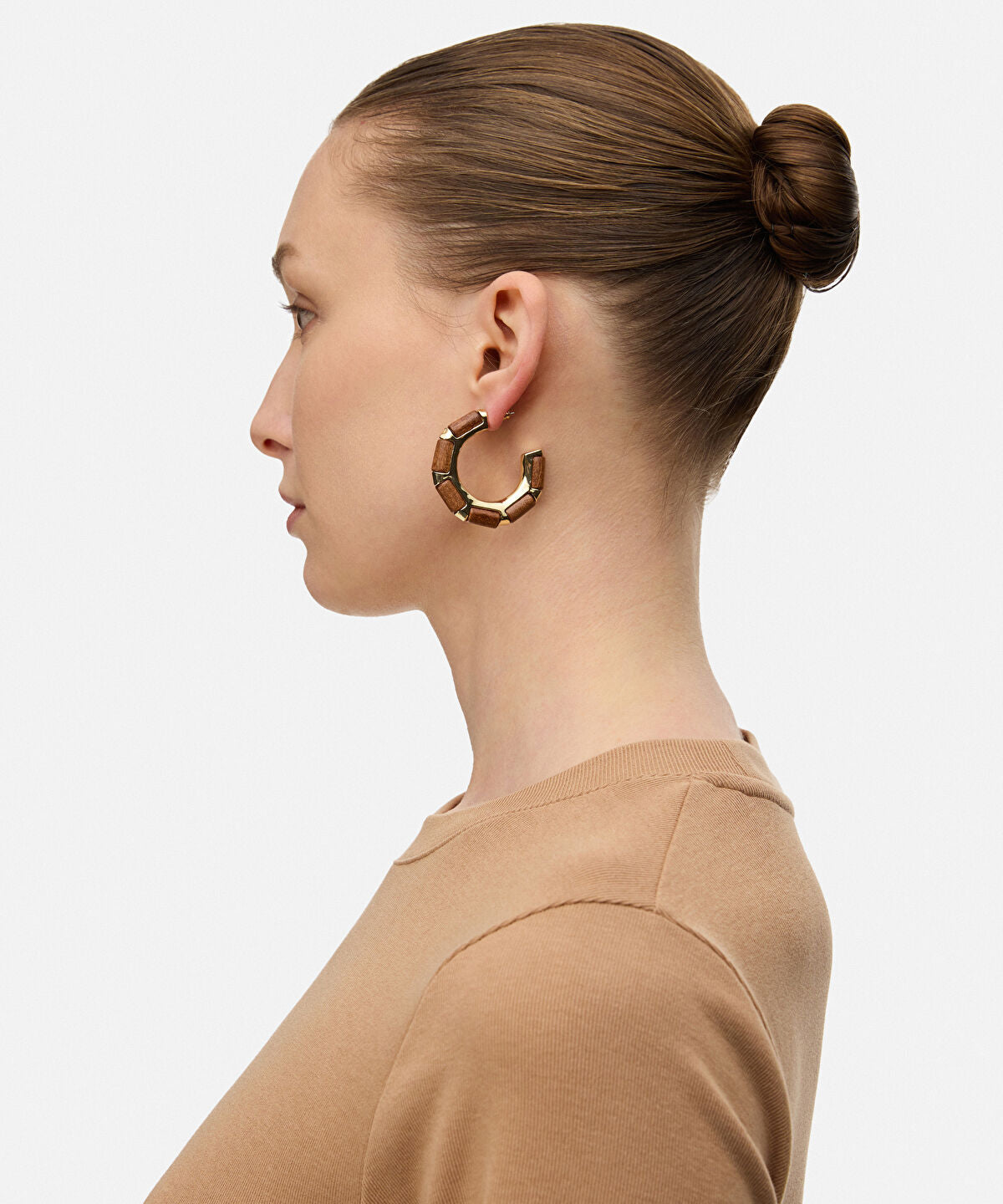 Wood Piece Hoop Earrings
