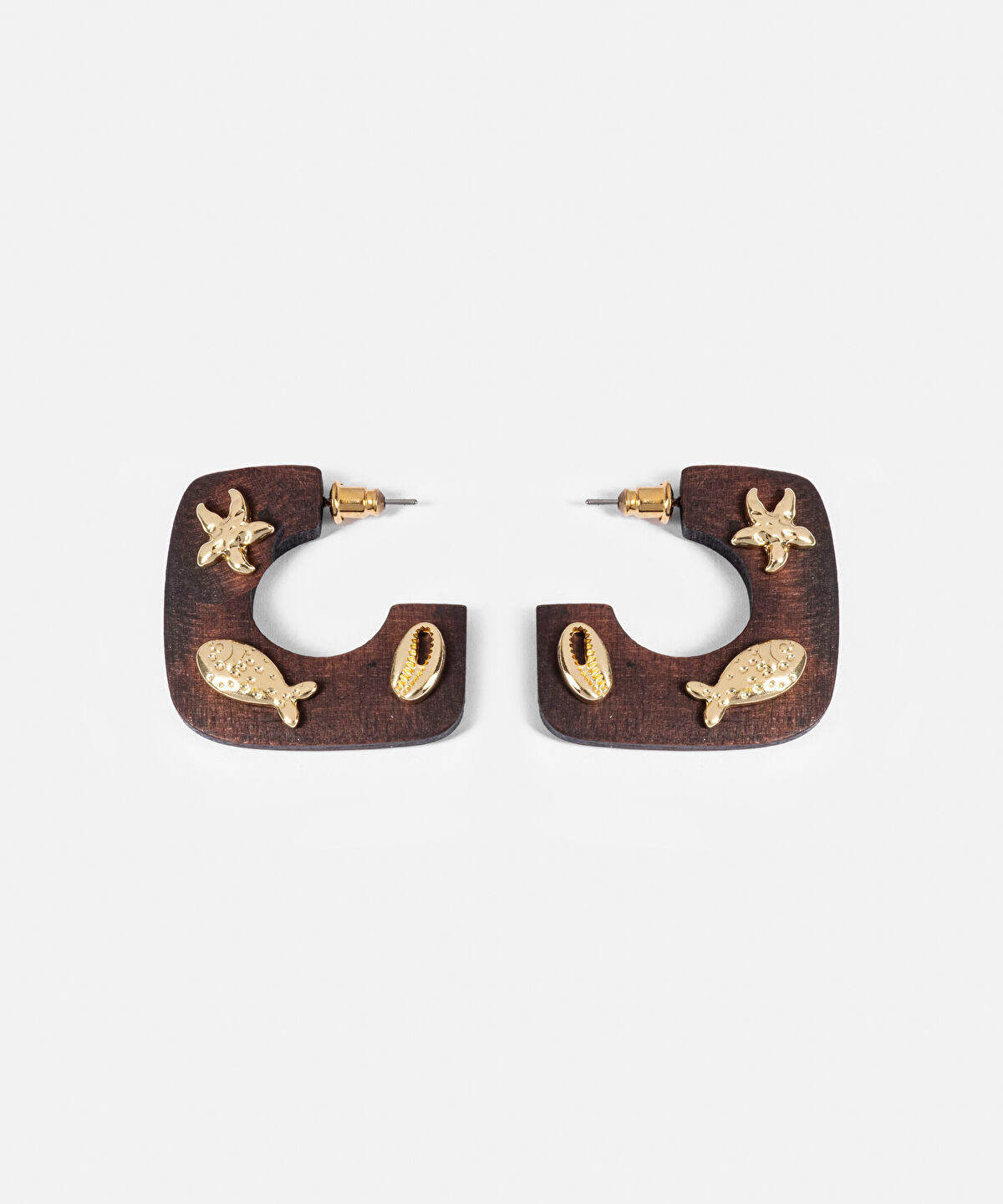 Marine Inspired Wood Earrings