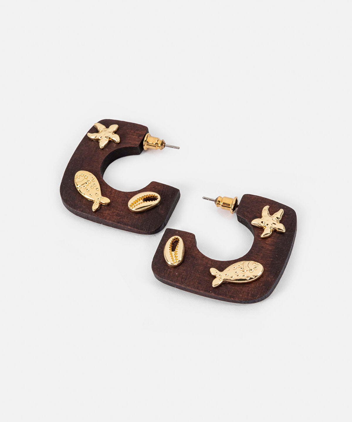 Marine Inspired Wood Earrings