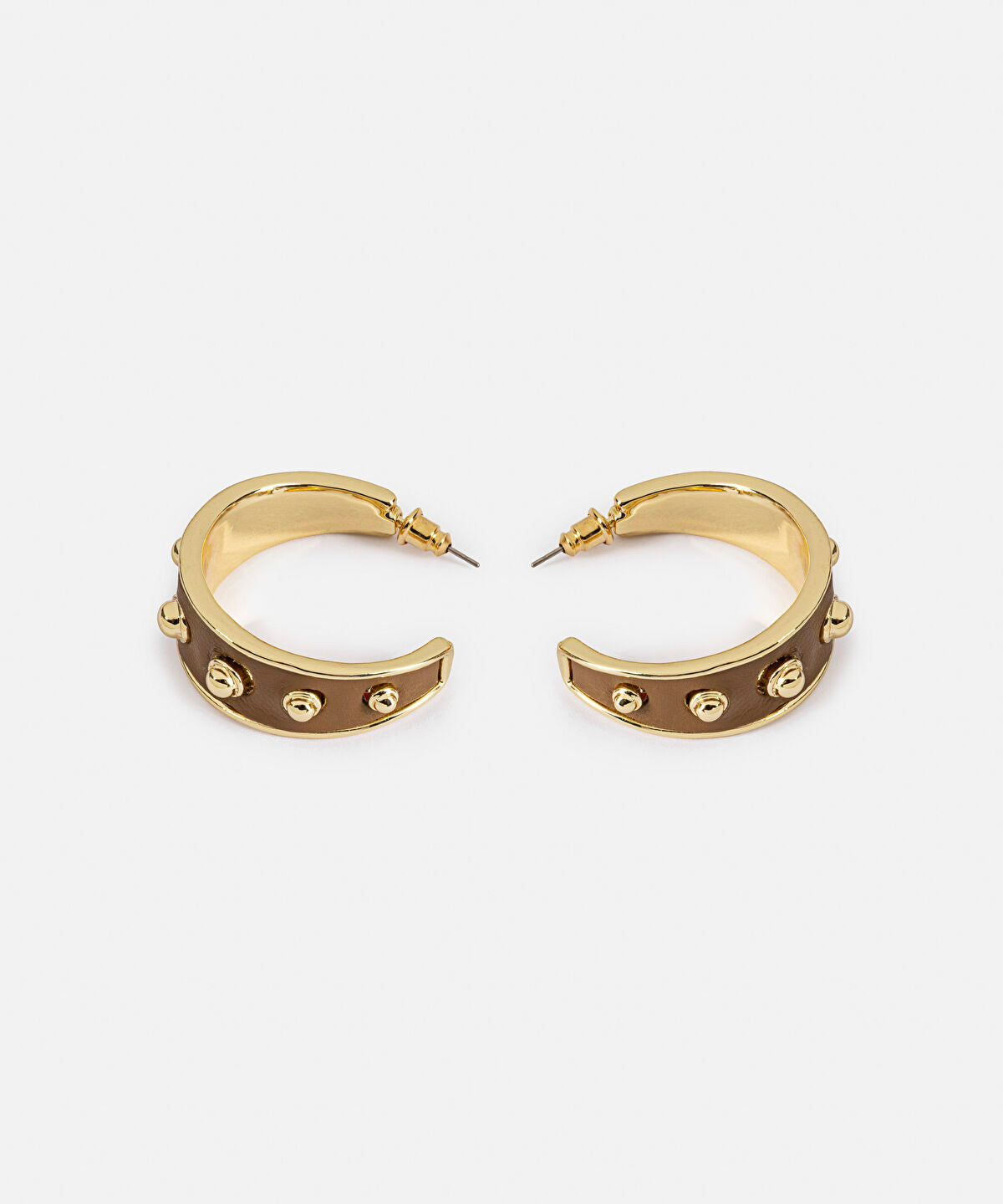 Metal Accent Leather-Effect Earrings