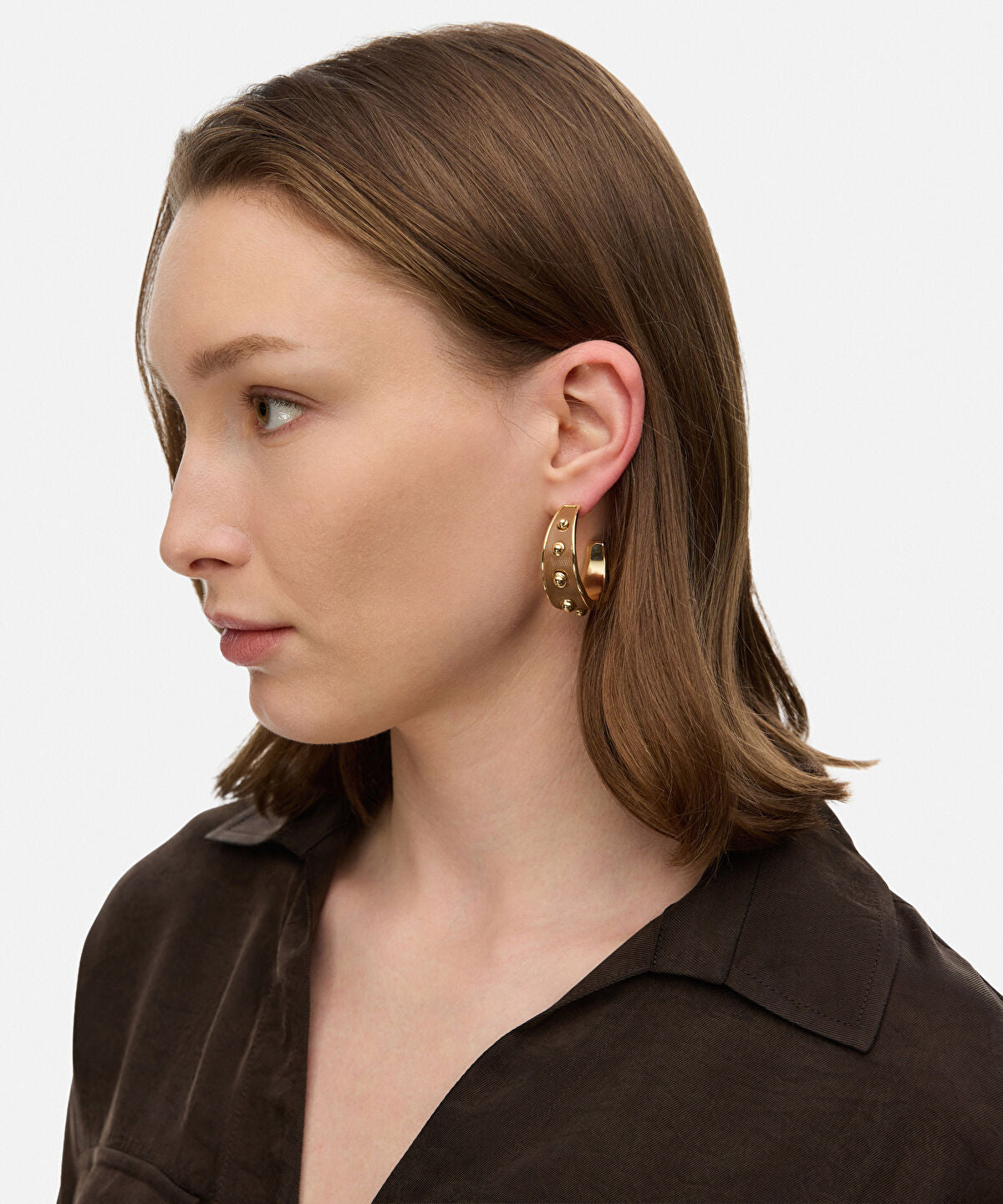 Metal Accent Leather-Effect Earrings