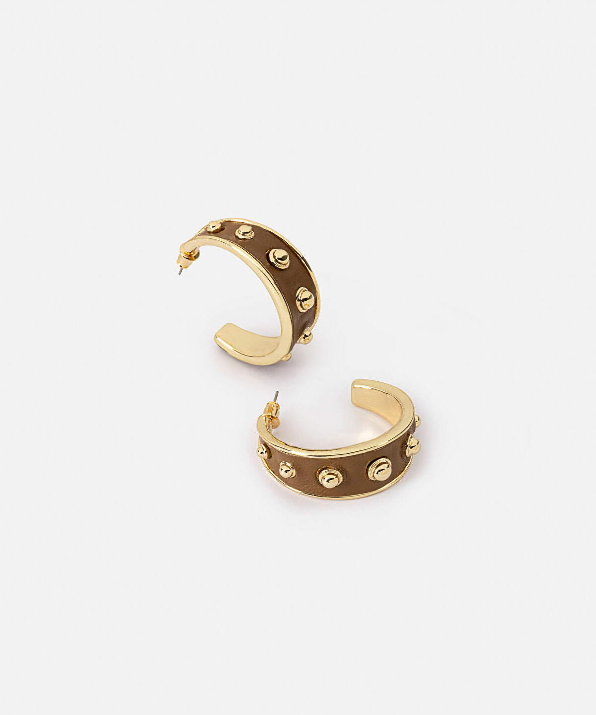 Metal Accent Leather-Effect Earrings