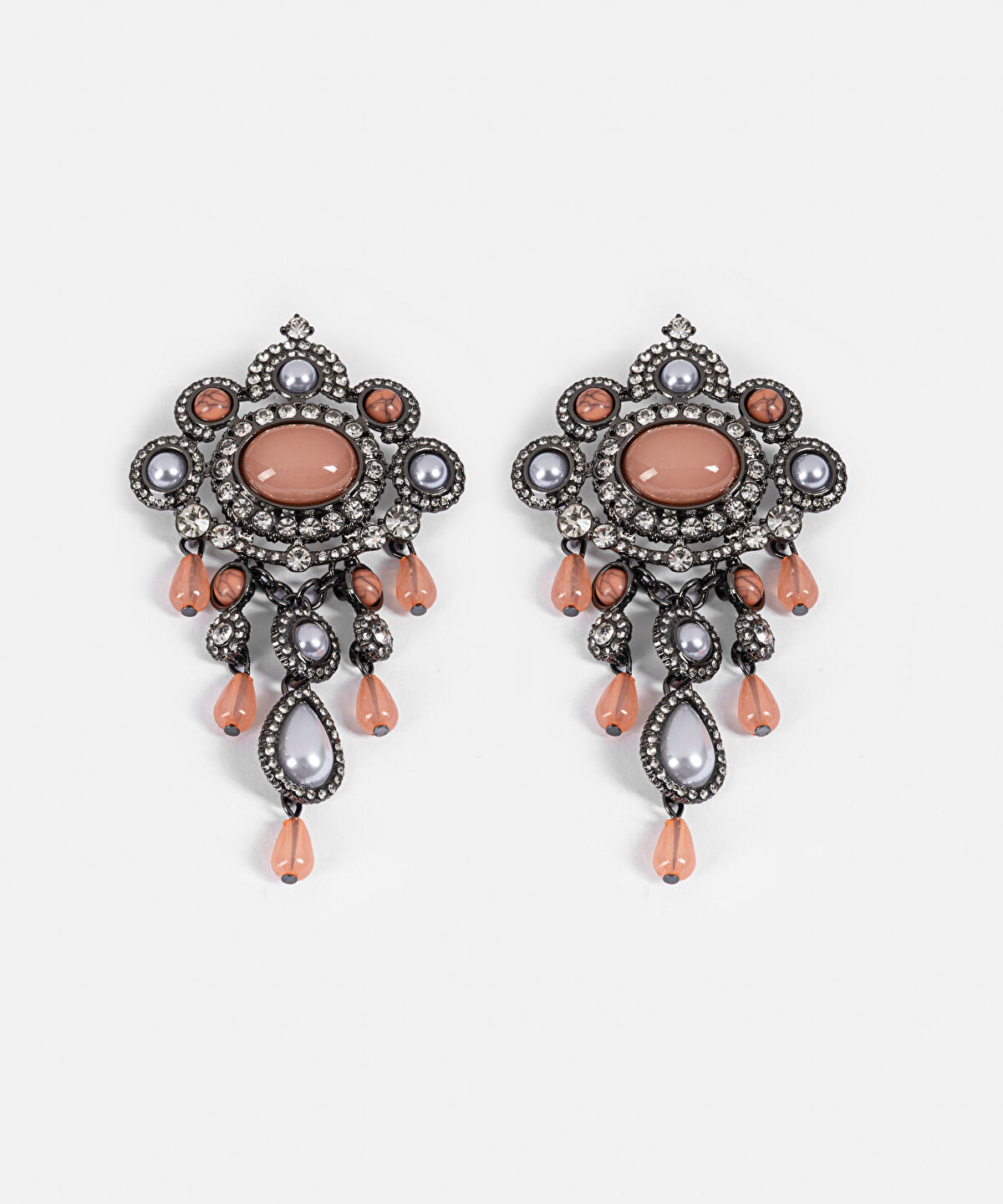Rhinestone and Faux Pearl Maxi Earrings
