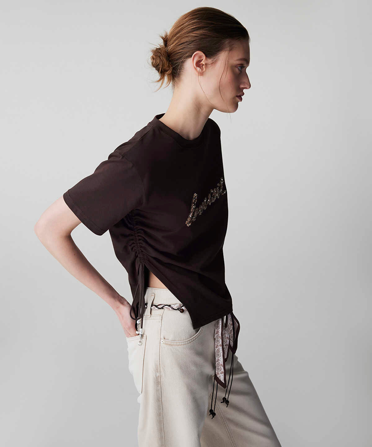 Embellished Slogan T-Shirt