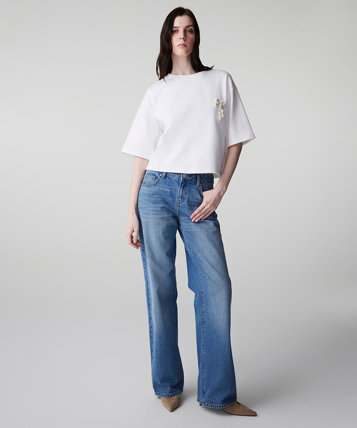 T-Shirt with Faux Pearls