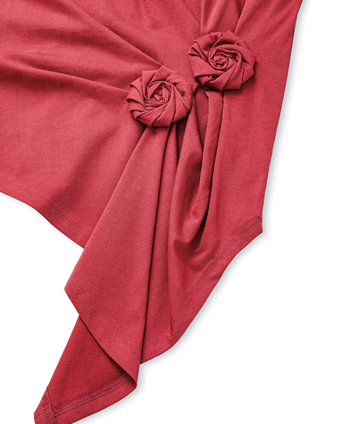 Asymmetric T-Shirt with Floral Applique