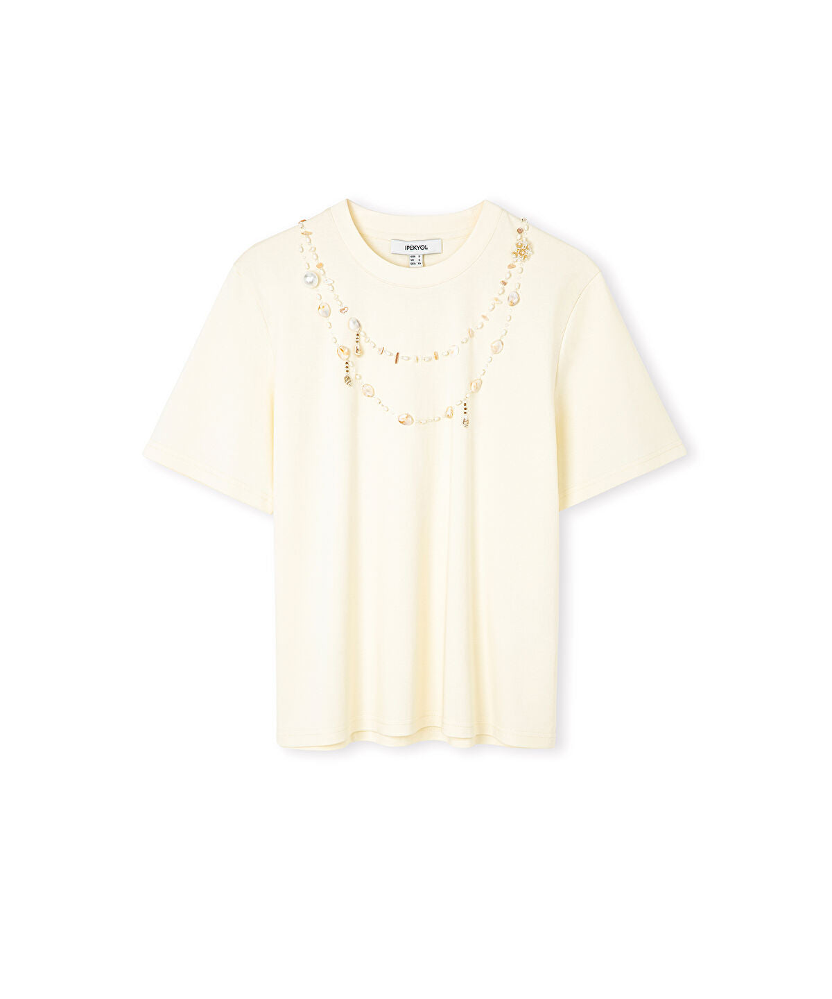 T-Shirt with Bead and Seashell Applique