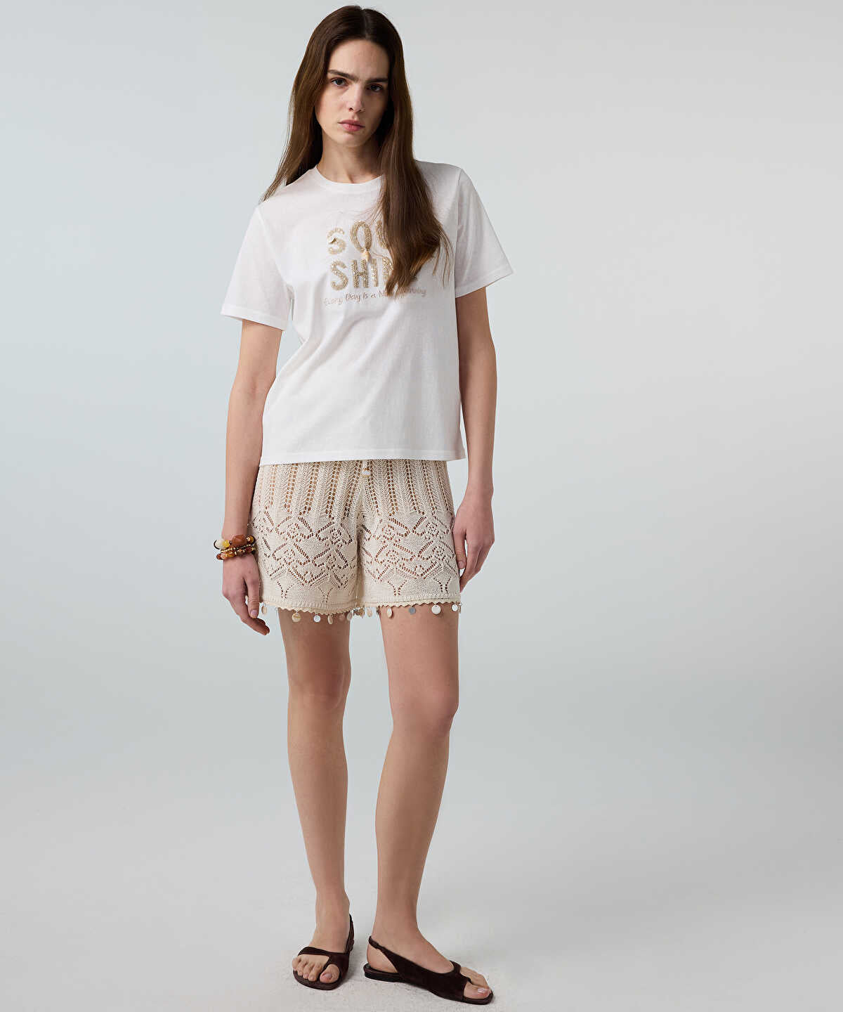 Embroidered T-Shirt with Sequins