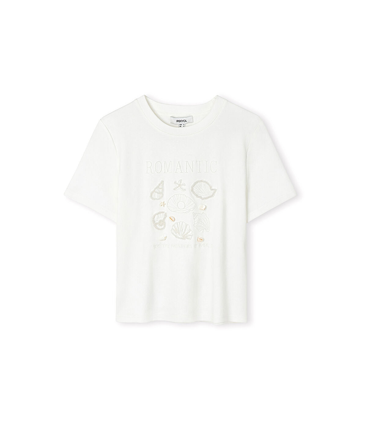 Embroidered T-Shirt with Seashells