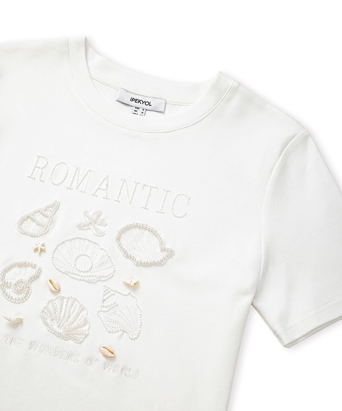 Embroidered T-Shirt with Seashells