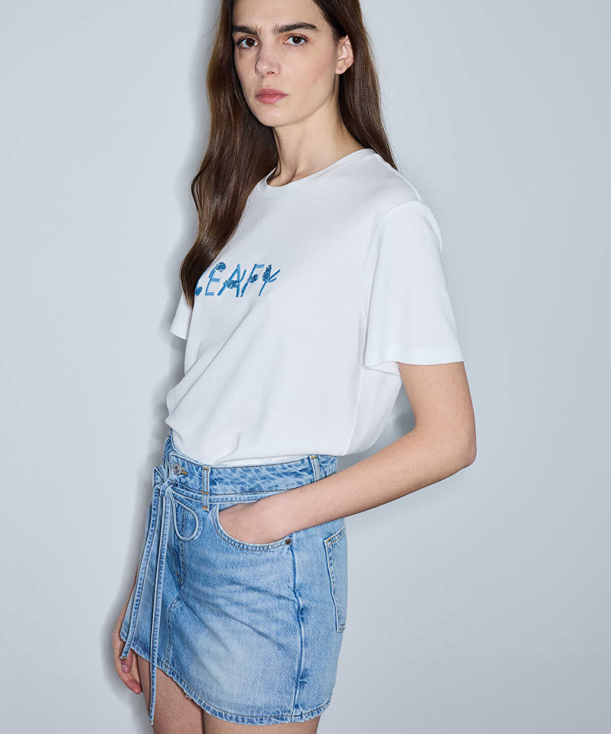 Sequin Embellished Slogan T-Shirt