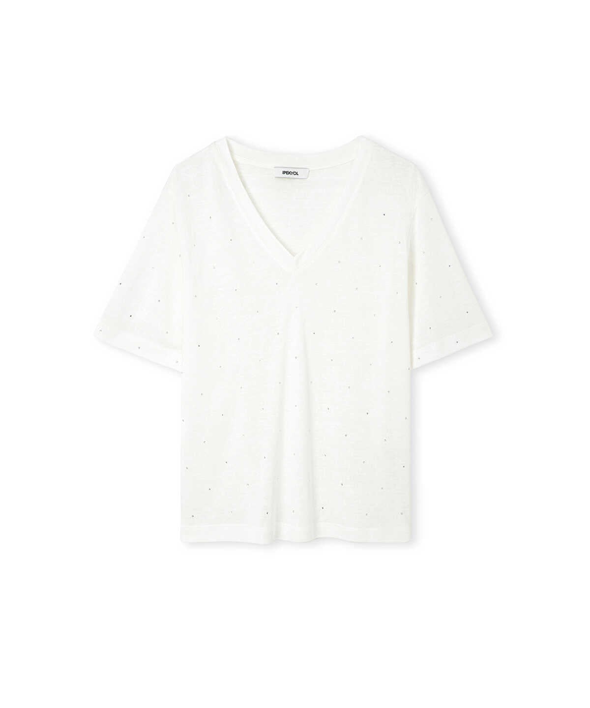 Rhinestone V-Neck T-Shirt