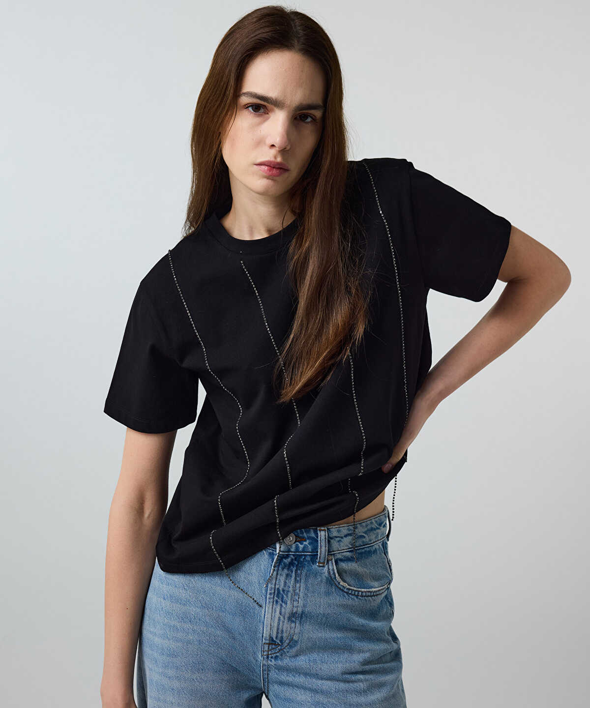 Rhinestone-Embellished T-Shirt