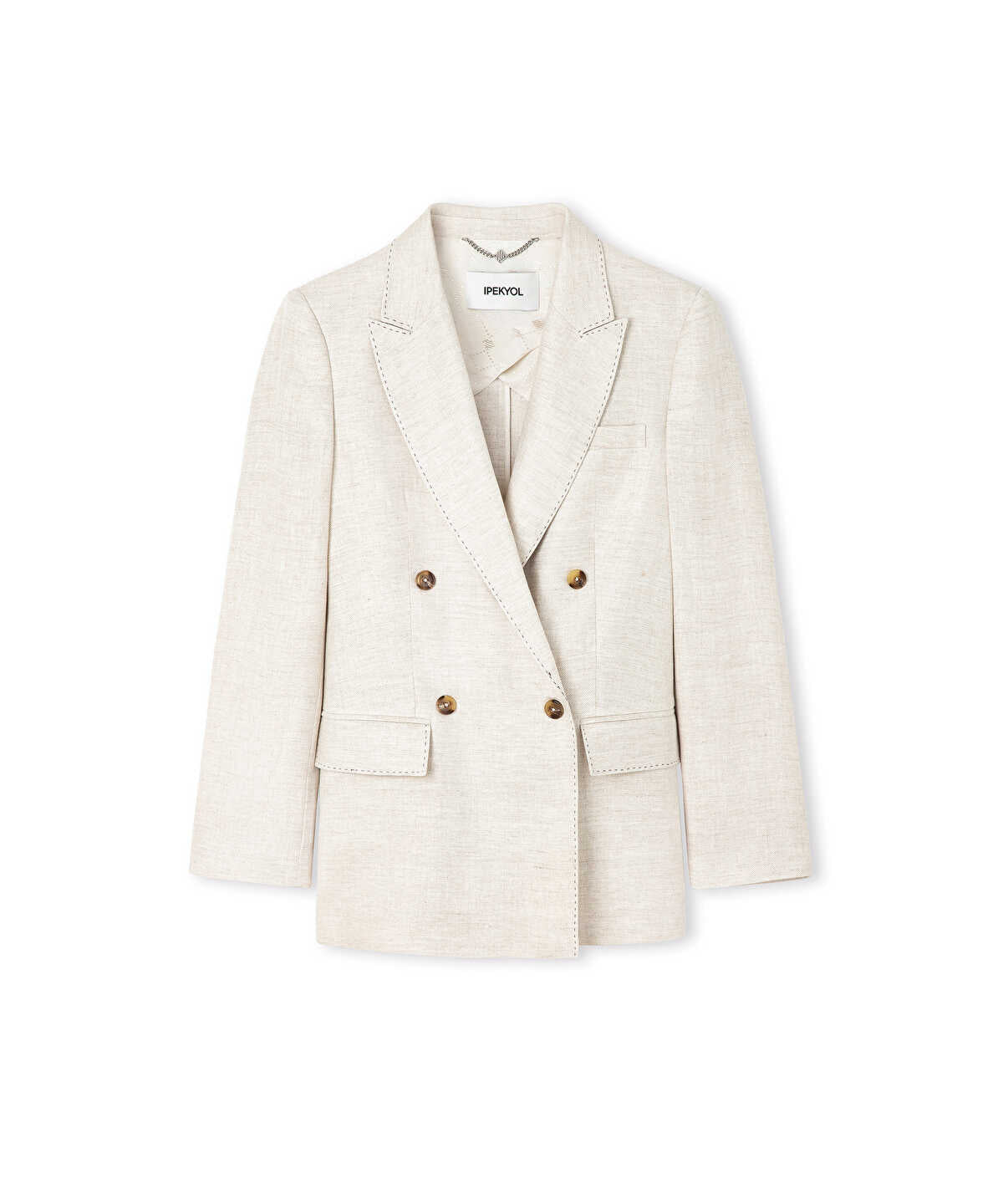 Linen Blazer with Shoulder Pads