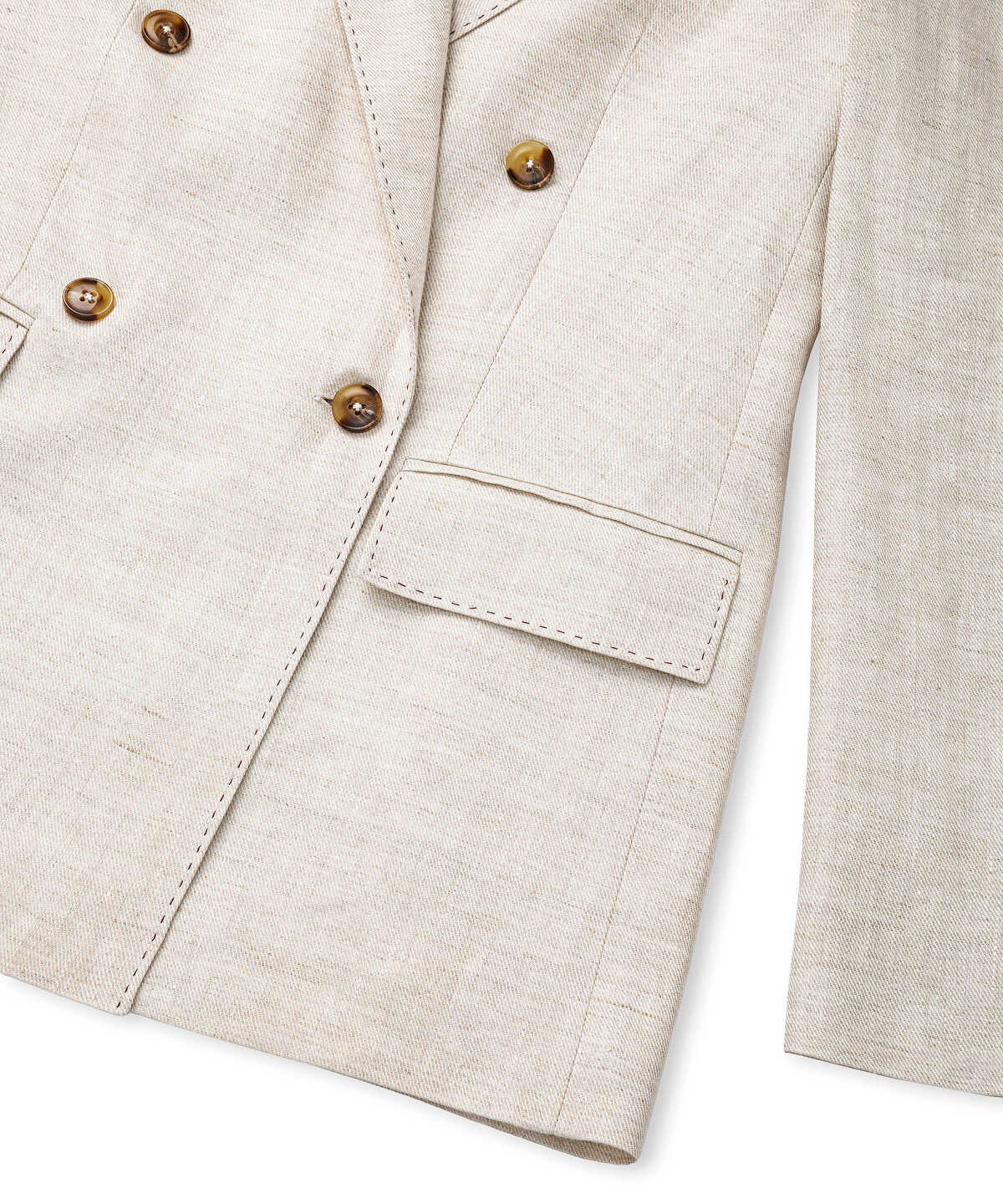 Linen Blazer with Shoulder Pads