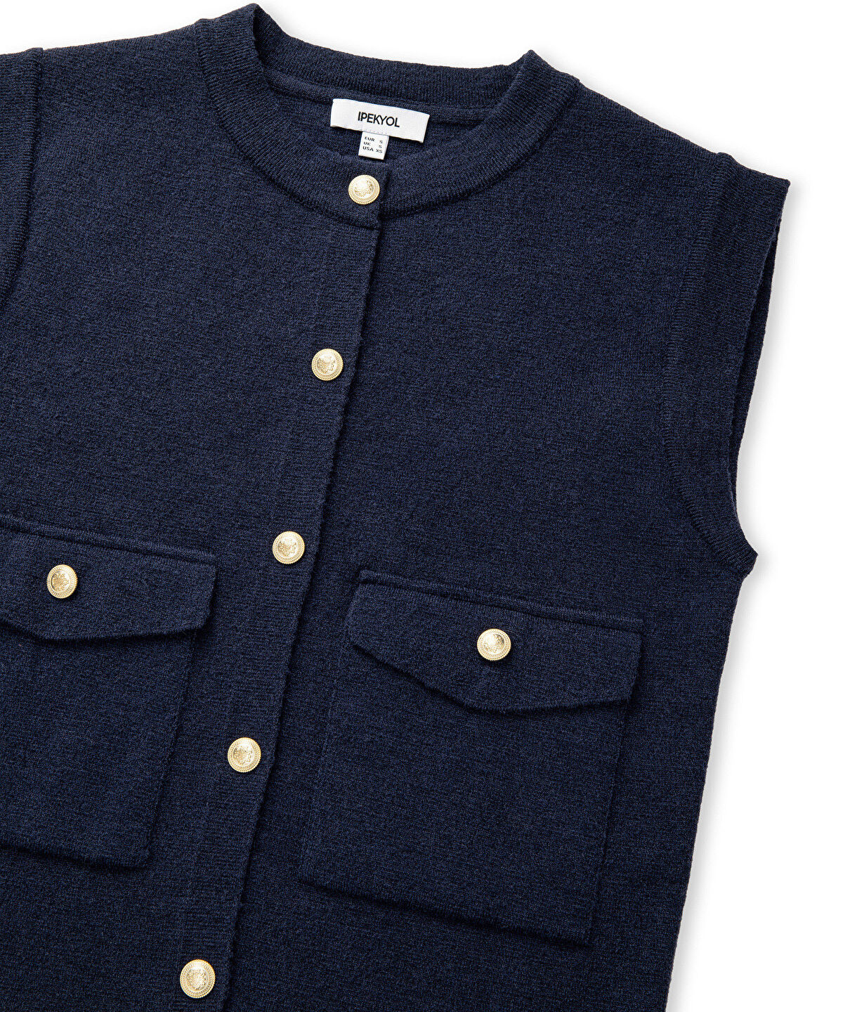 Gold-Button Knit Vest