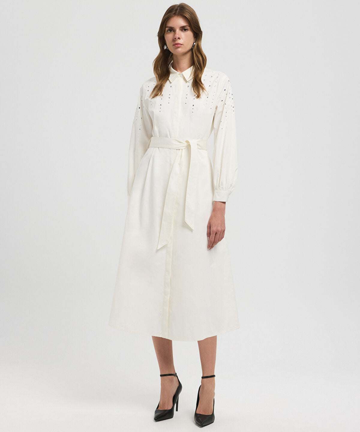 Embellished Poplin Dress