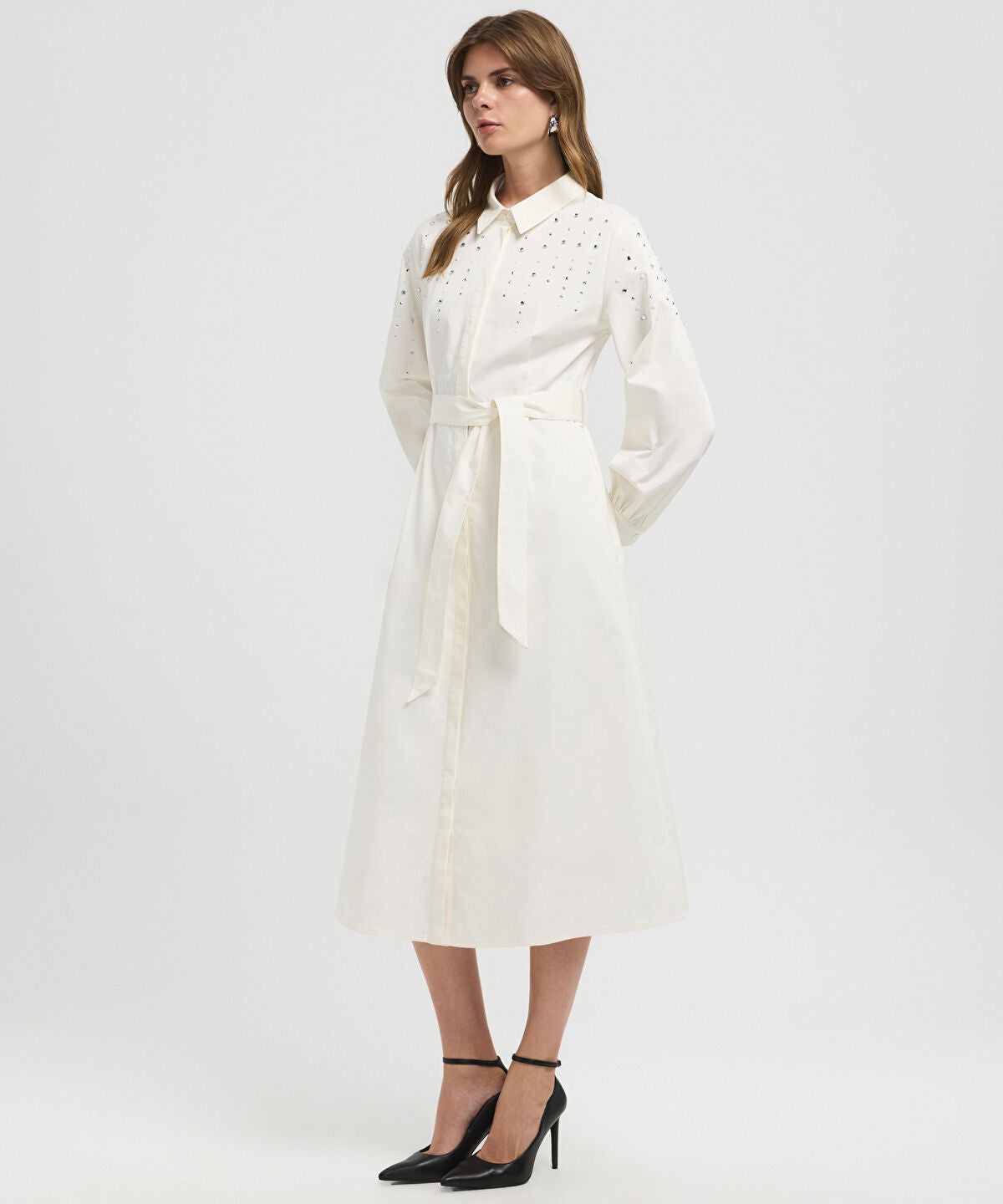 Embellished Poplin Dress